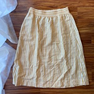 Yellow Striped Madewell Midi Skirt